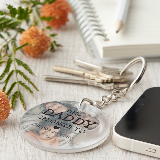 Custom Photo 'This Daddy Belongs To' | Dad Keychain (Front Right)
