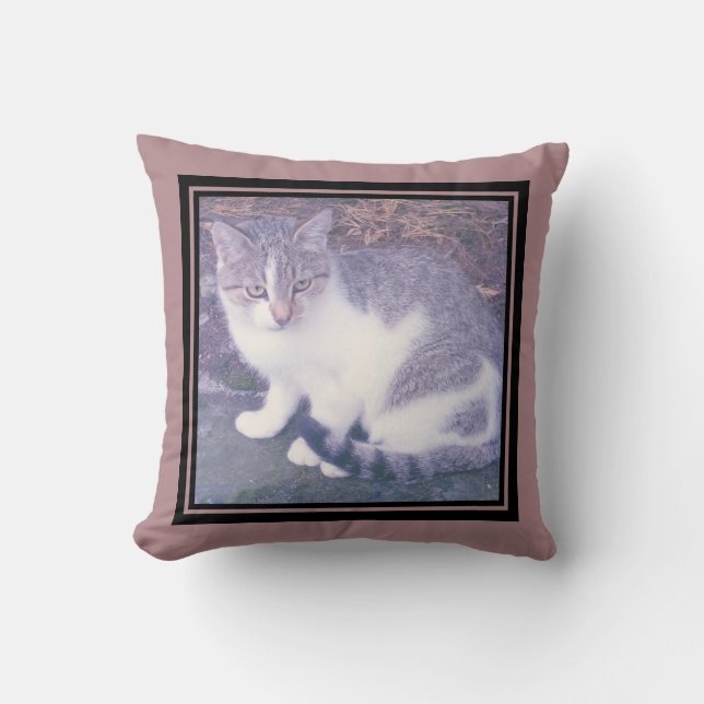 Custom photo throw pillow with elegant border (Front)