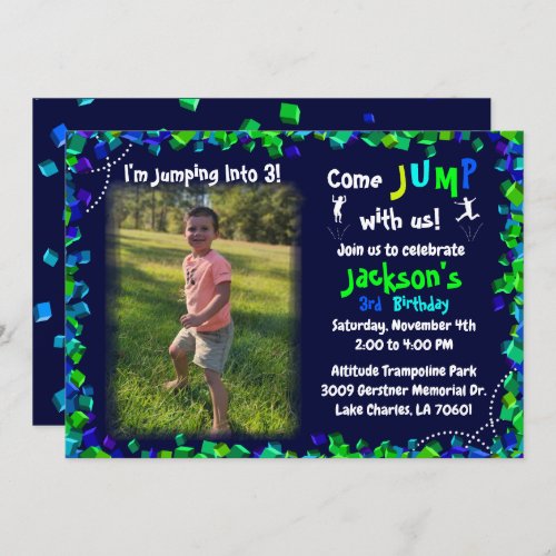 Custom Photo Trampoline Birthday Party Invitation
