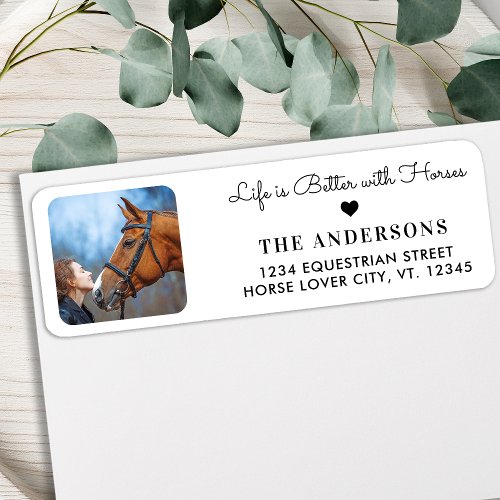 Custom Photo Trendy Horse Lover Return Address Label