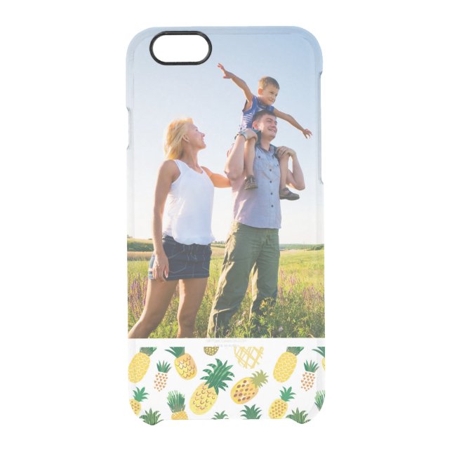 Custom Photo Trendy Pineapple Pattern Uncommon iPhone Case (Back)