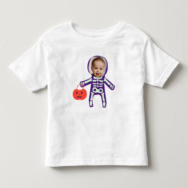 Custom photo trick or treat skeleton Halloween Toddler T-shirt (Front)