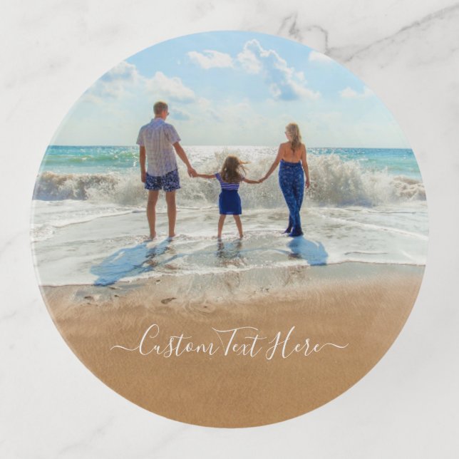 Custom Photo Trinket Tray with Your Photos and Tex (Front)