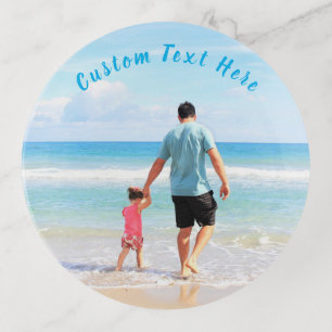Custom Photo Trinket Tray Your Photos and Text