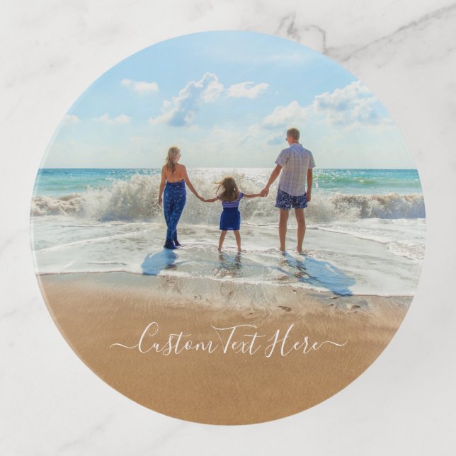 Custom Photo Trinket Tray Your Photos and Text (Front)