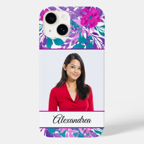 Custom Photo Tropical Floral Flowers Personalize   Case_Mate iPhone 14 Case