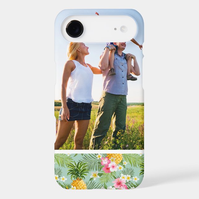 Custom Photo Tropical Flowers & Pineapples Case-Mate iPhone Case (Back)
