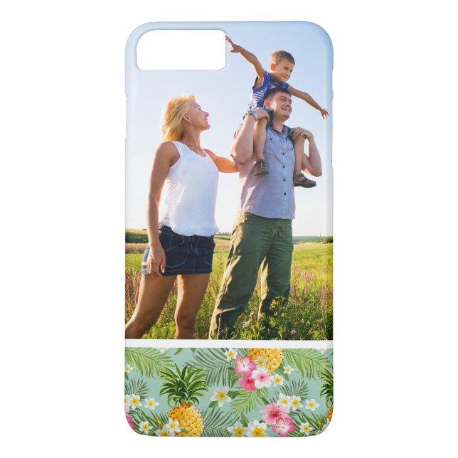 Custom Photo Tropical Flowers & Pineapples Case-Mate iPhone Case (Back)