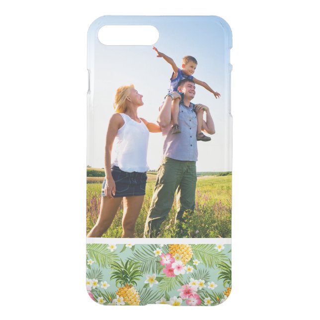 Custom Photo Tropical Flowers & Pineapples Uncommon iPhone Case (Back)