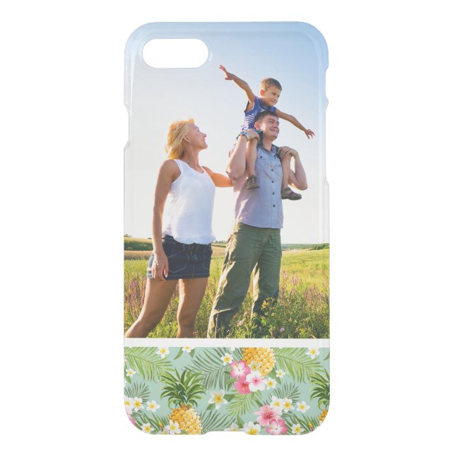 Custom Photo Tropical Flowers & Pineapples Uncommon iPhone Case (Back)