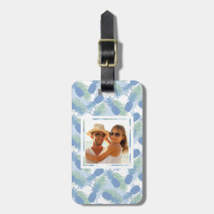 Custom Photo Tropical Pastel Pineapple Pattern Luggage Tag