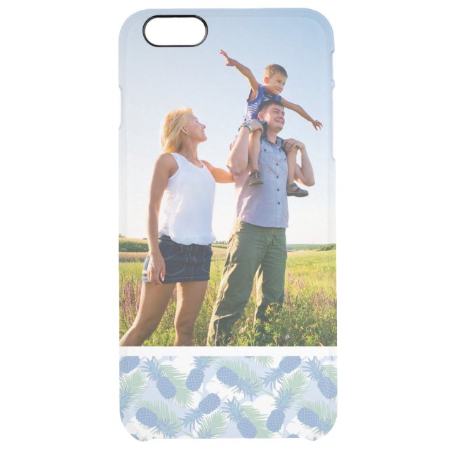 Custom Photo Tropical Pastel Pineapple Pattern Uncommon iPhone Case (Back)