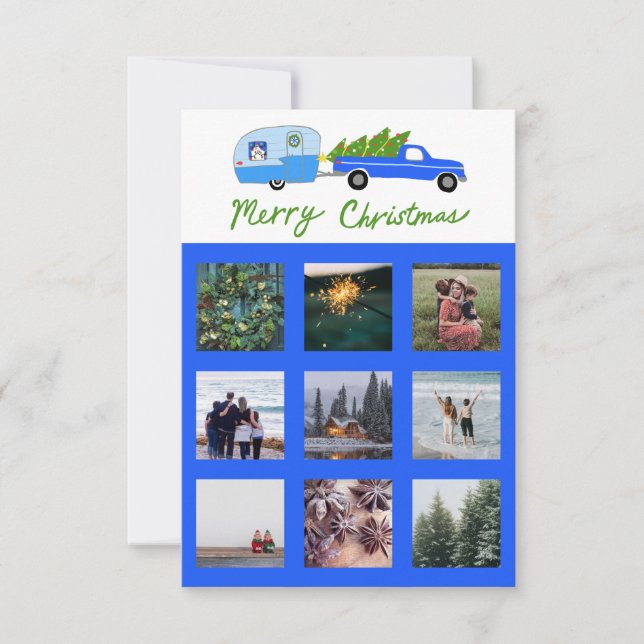 CUSTOM PHOTO Truck Camper Trailer Christmas Card (Front)