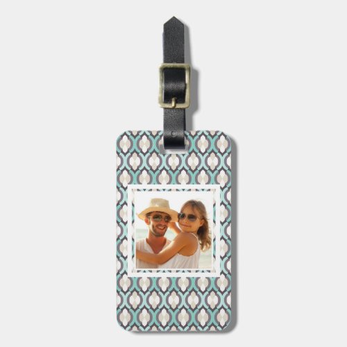 Custom Photo Turquoise Moroccan Pattern Luggage Tag