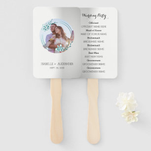 Custom Photo Turquoise Wreath Hand Fan