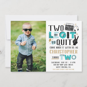 CUSTOM Photo Two Legit to Quit Second Birthday Invitation