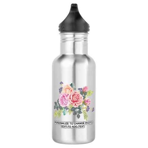 Custom Photo Two Sides Artwork Slogan Name 18oz Stainless Steel Water Bottle