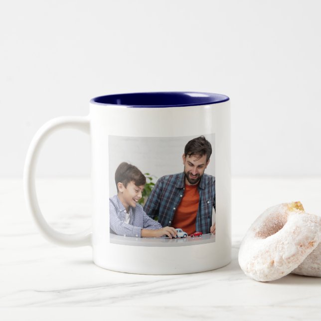 Custom Photo Two-Tone Coffee Mug (With Donut)