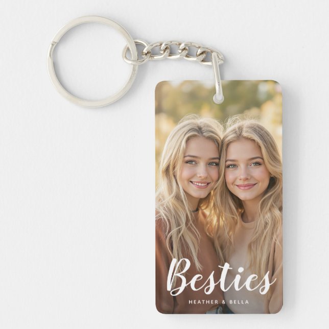 Custom Photo Typography Bestie Keychain (Front)