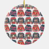 Custom Photo Ugly Christmas Sweater Ceramic Ornament (Back)