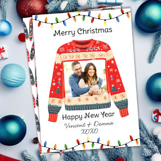Custom Photo Ugly Christmas Sweater Holiday Card