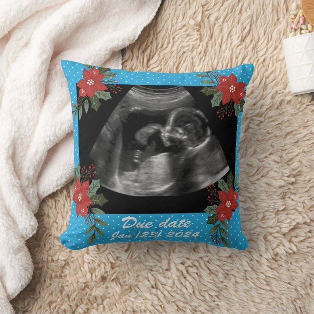 Custom photo, ultrasound sonogram  Christmas Throw Pillow (Blanket)
