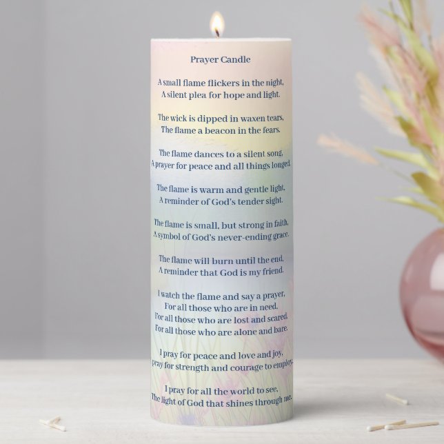 Custom photo underlay with prayer poem pillar candle (In Situ)