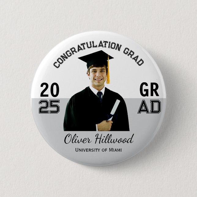 Custom photo Uni grad gift Button (Front)