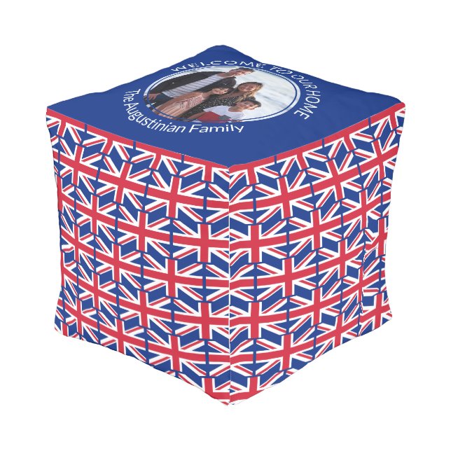 Custom Photo UNION JACK Outdoor Pouf (Angled Front)