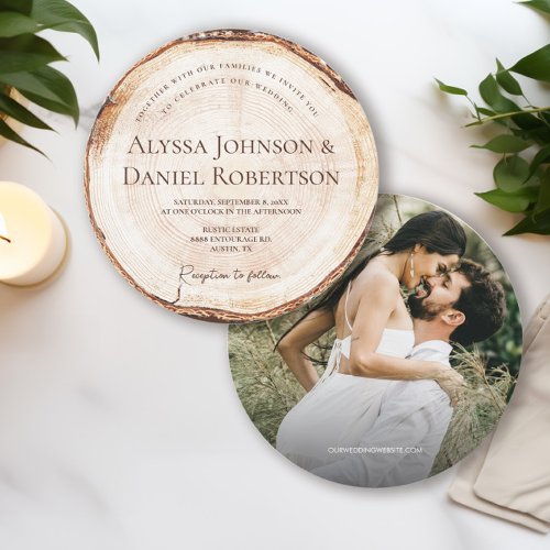 Custom Photo Unique Rustic Elegant Wedding  Invitation