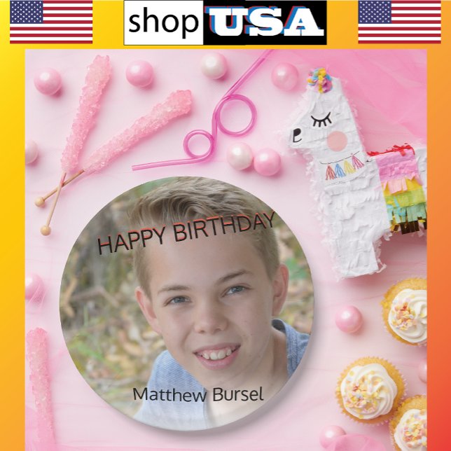 Custom Photo Upload 🎈 Monogram  Paper Plates (Creator Uploaded)