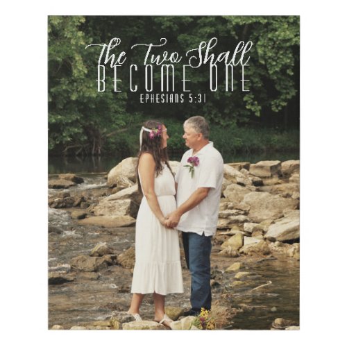 Custom Photo Upload Two Shall Become One Wedding Faux Canvas Print