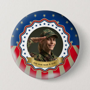 Custom Photo USA Military - Veteran & Memorial Day Button