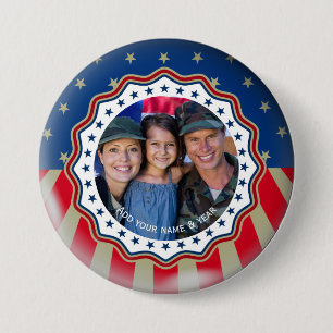 Custom Photo USA Military - Veteran & Memorial Day Button