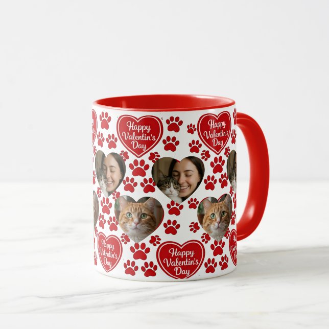 Custom Photo Valentine’s Day Cat Lover Mug  (Front Right)