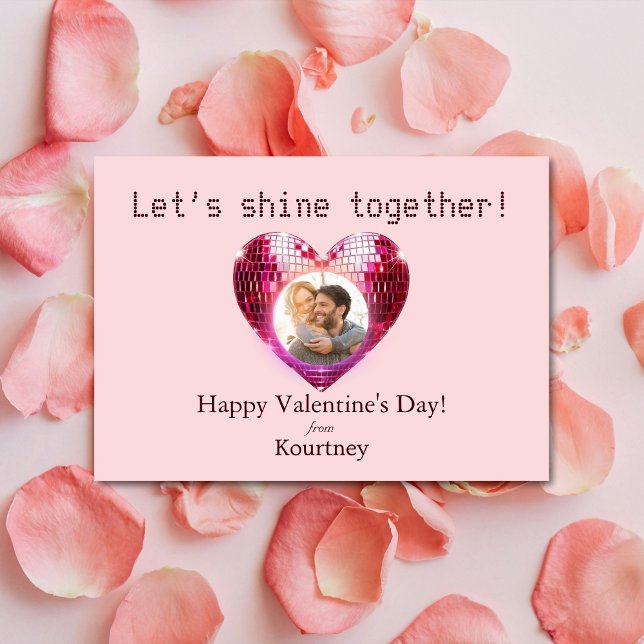 Custom Photo Valentine's Day Disco Heart Card (Custom Photo Valentine's Day Disco Heart Card)