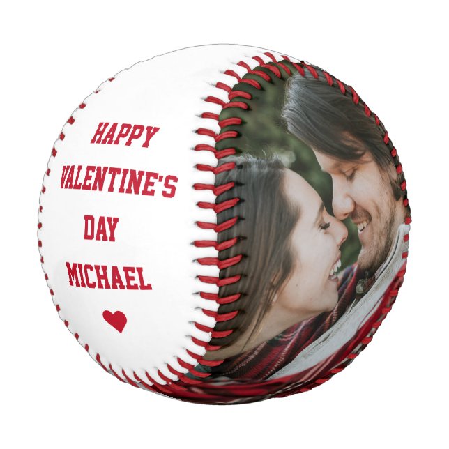 Custom Photo Valentine's Day I love you Couple Baseball (Angled)