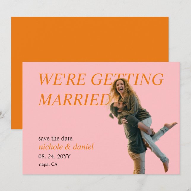 Custom Photo Vibrant Chic Wedding Save the Date  Invitation (Front/Back)