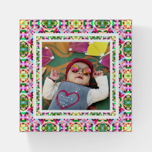 Custom Photo Vibrant Pink Happy Green Mother’s Day Paperweight