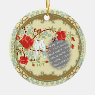 Custom Photo Vintage Inspired Love Ceramic Ornament
