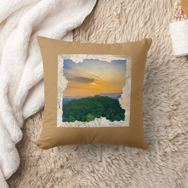 Custom Photo Vintage Newspaper Frame  Throw Pillow (Blanket)