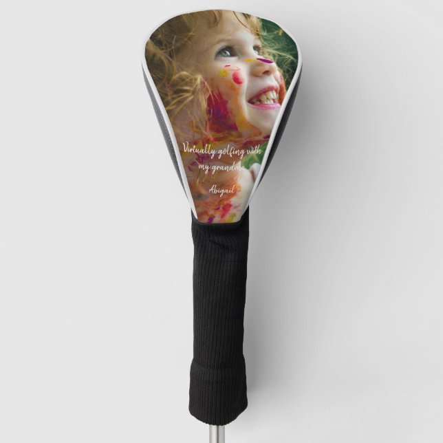Custom Photo Virtually Golfing with Grandma Golf Head Cover (Front)