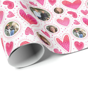 Custom Photo Wacky Hearts Valentine Wrapping Paper