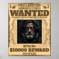 Custom Photo Wanted Dead or Alive Vintage Western