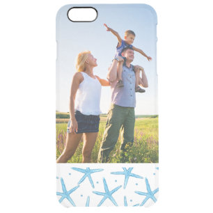 Custom Photo Watercolor Blue Sea Stars Pattern Clear iPhone 6 Plus Case