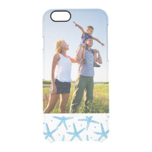 Custom Photo Watercolor Blue Sea Stars Pattern Clear iPhone 6/6S Case