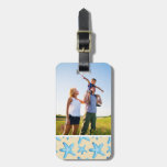 Custom Photo Watercolor Blue Starfish Pattern Luggage Tag