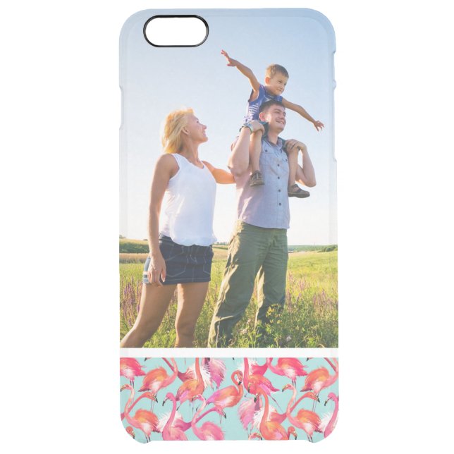 Custom Photo Watercolor Flamingos Gathered Uncommon iPhone Case (Back)