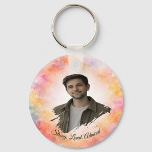 Custom Photo Watercolor Valentine’s Gift for Him Keychain