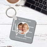 Custom Photo We Love You Dad Father's Day Gray Keychain<br><div class="desc">This We Love You Dad Photo Keychain is decorated with the word LOVE in white typography on a stylish gray background.
Easily customizable with your photo and name.
Makes a great Father's Day gift.</div>